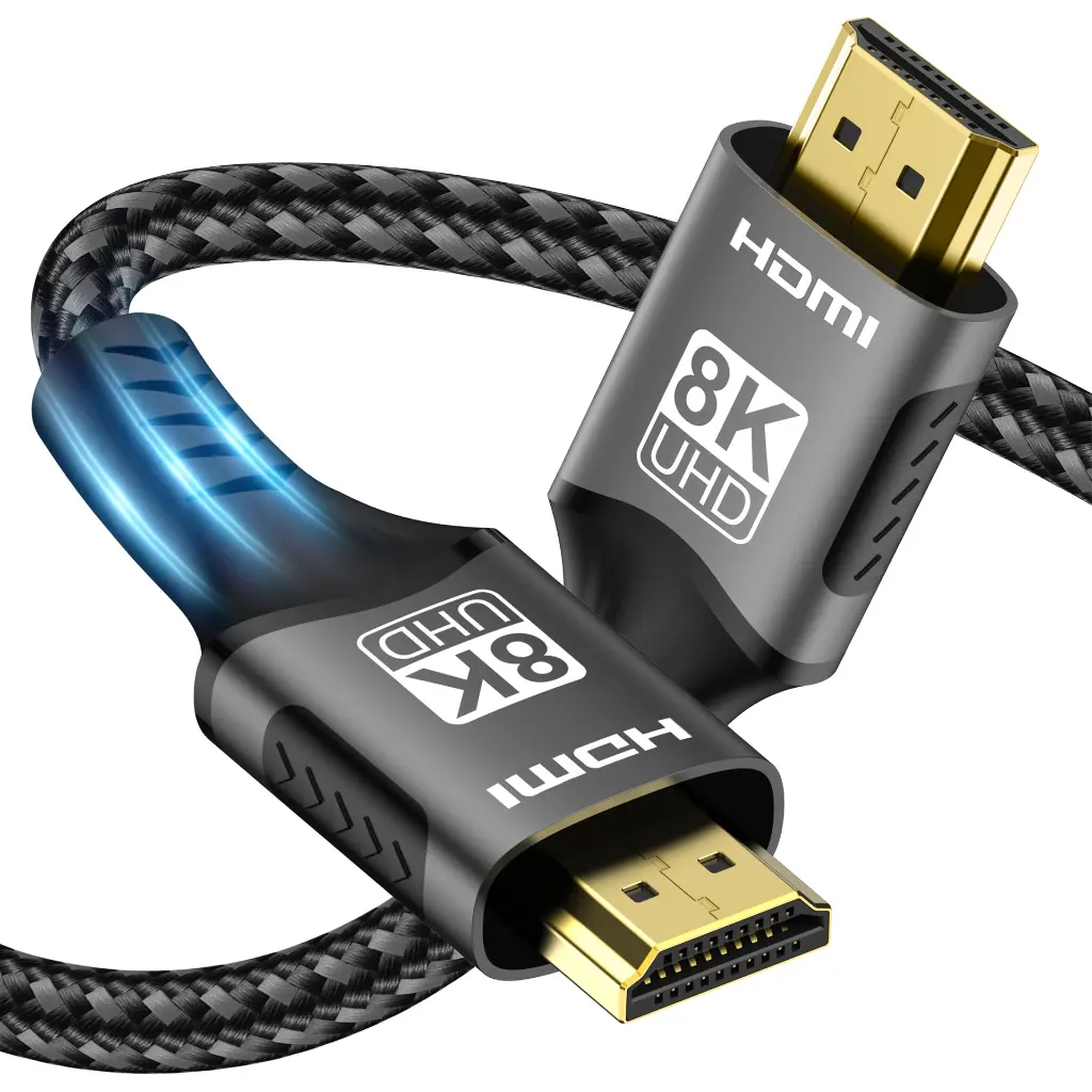 HDMI Cable 2m Black (8K HDMI High Speed Cable) - (8K Ultra HD, 2.1 Universal Compatibility, 24K Gold Plated, Support 8K@60Hz, 4K Support 4K@120Hz, 2M Nylon Braided)